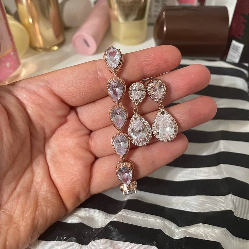 3 piece rose gold jewelry set